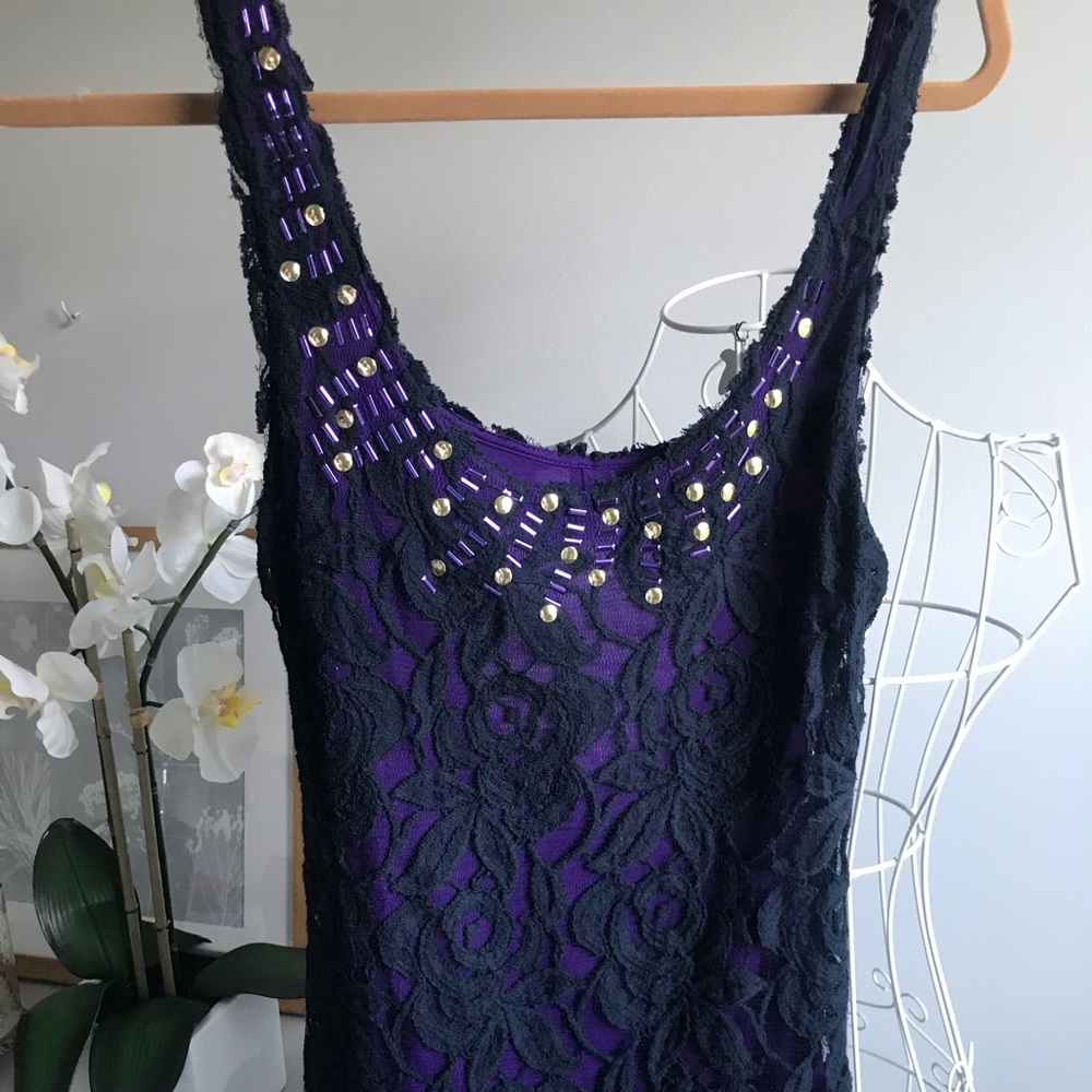 Purple Lace Free People Mini Dress